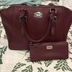 Michael Kors Plum Satchel and Wallet Set